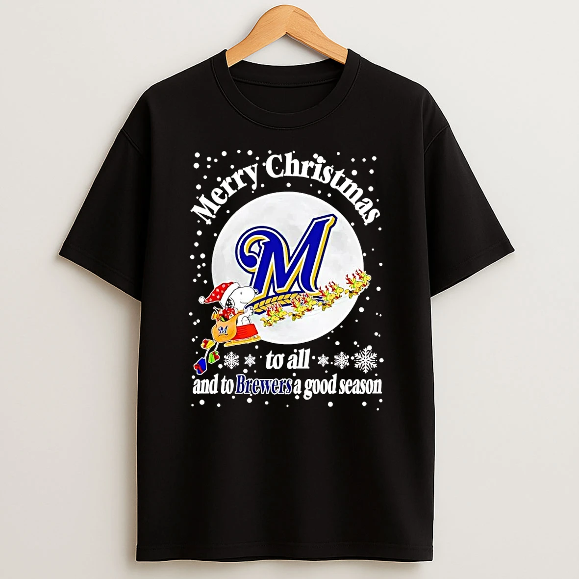 Snoopy Merry Christmas To All And To Milwaukee Brewers A Good Season Shirts