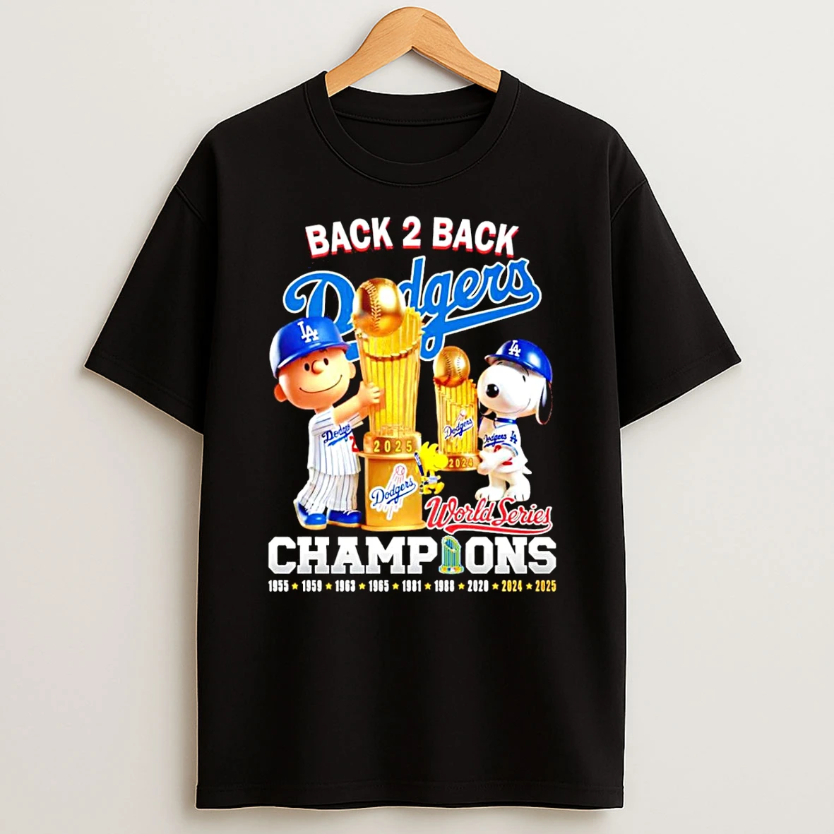Snoopy Peanuts La Dodgers Back To Back 2025 World Series Champions Shirts
