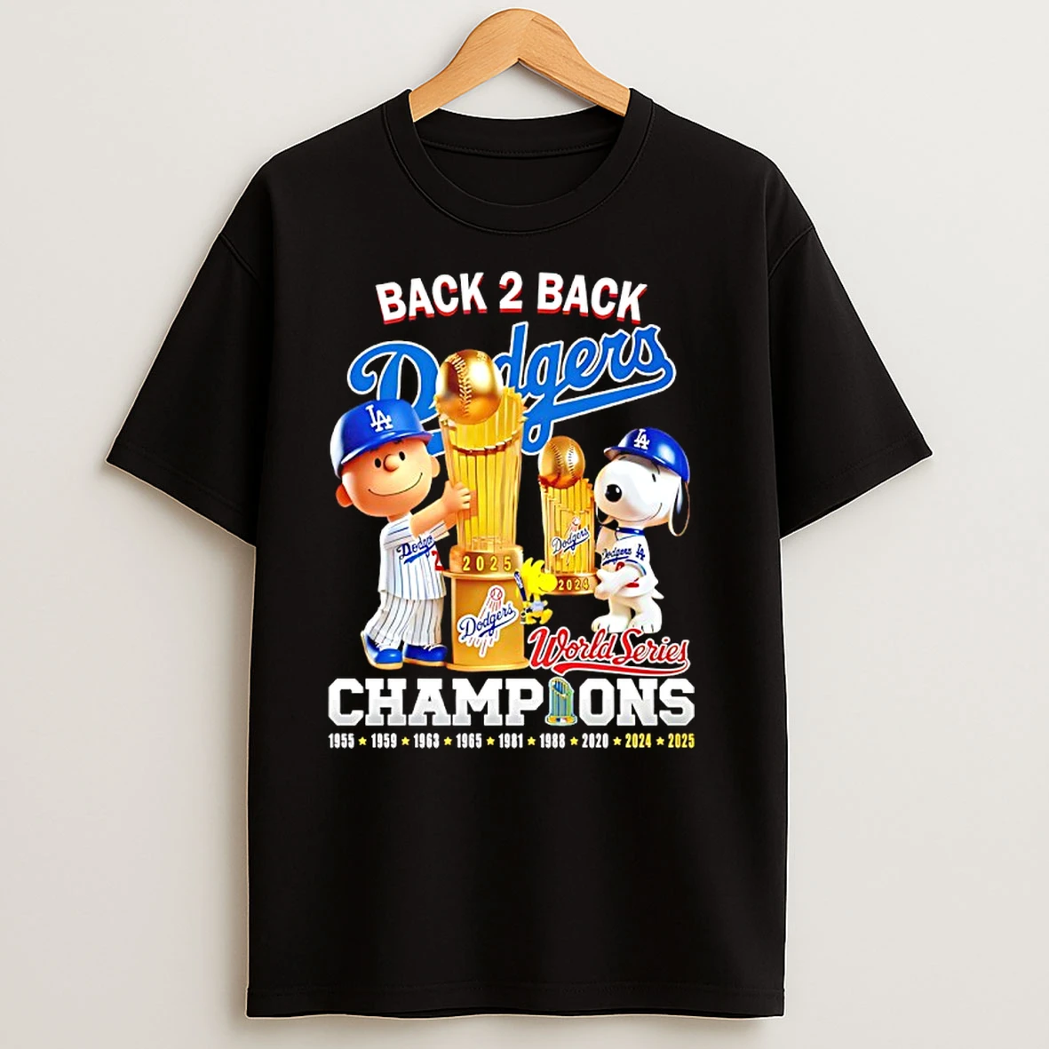 Snoopy Peanuts La Dodgers Back To Back 2025 World Series Champions T Shirts