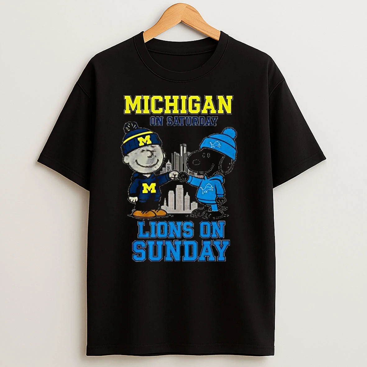 Snoopy Peanuts Michigan On Saturday Lions On Sunday T Shirts