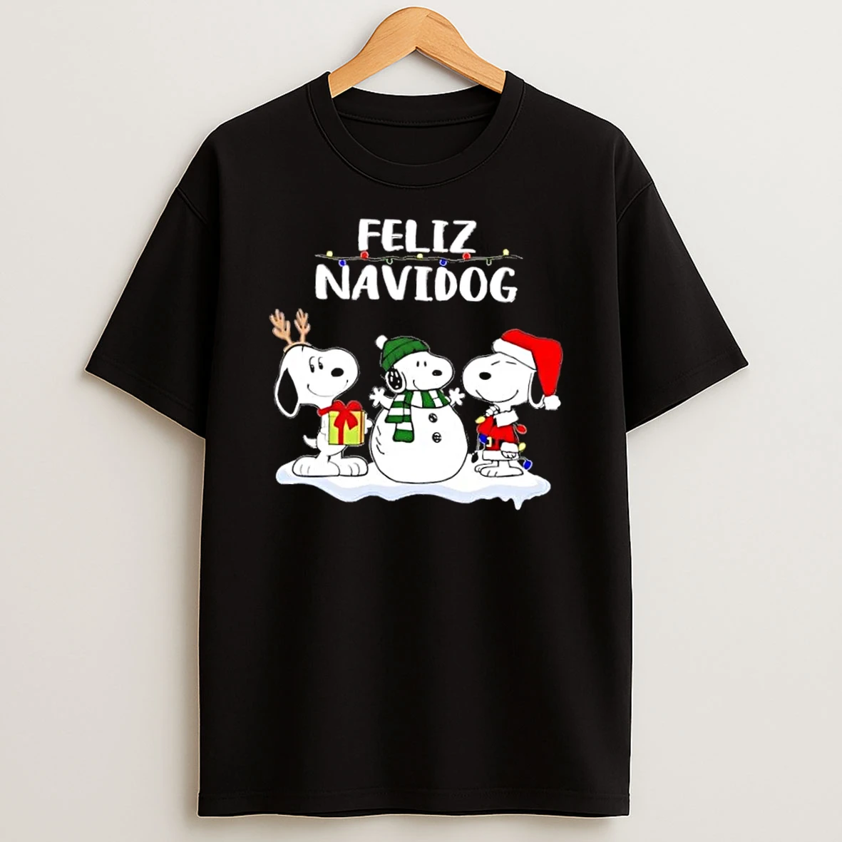 Snoopy Snowman Feliz Navidog Christmas Lights Shirts
