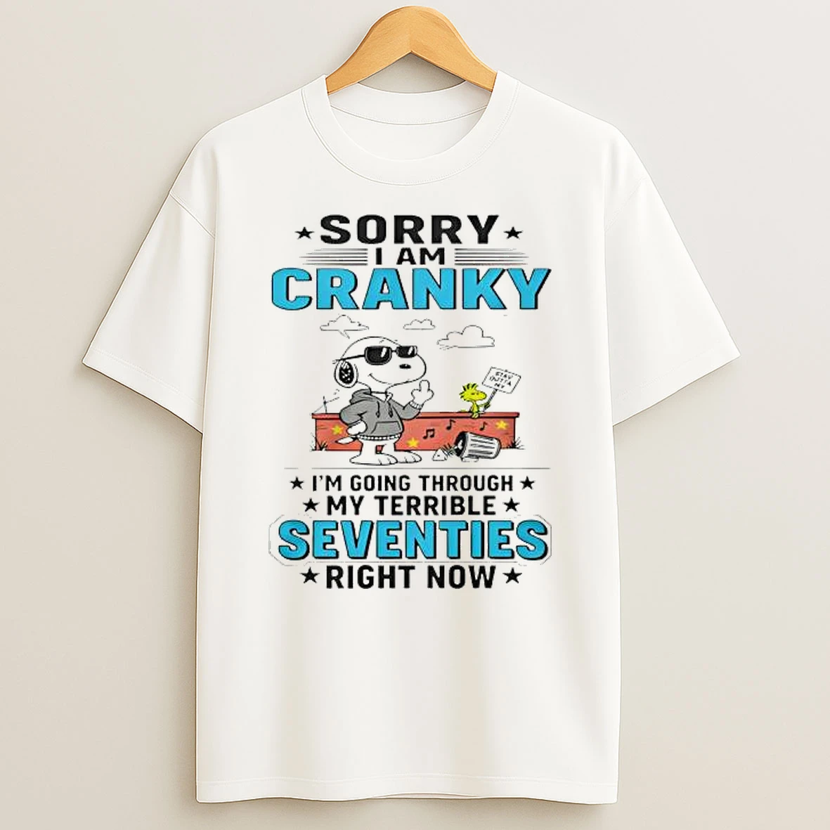 Snoopy Sorry I Am Cranky Stay Out Of It Im Going Through My Terrible Seventies Right Now Shirts