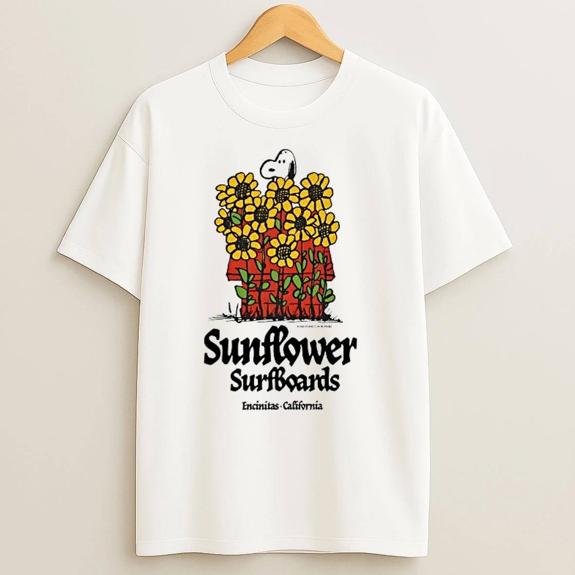 Snoopy Sunflower Surfboards Encinitas California T Shirts