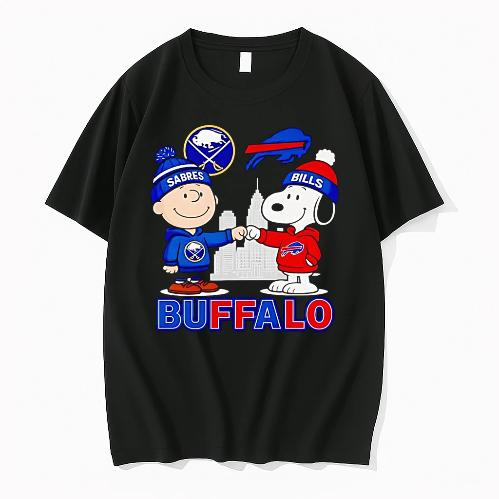 Snoopy And Charlie Brown Buffalo Sabres And Bills Fist Bump Shirts