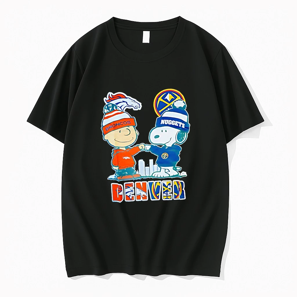 Snoopy And Charlie Brown Denver Sports Broncos And Nuggets Skyline Shirts