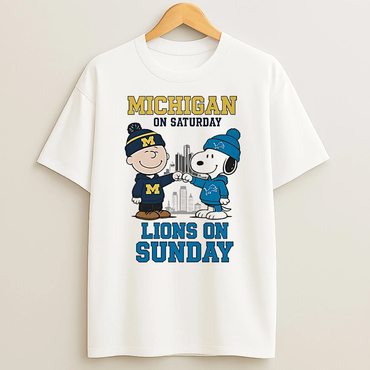 Snoopy And Charlie Brown Michigan On Saturday Lions On Sunday Shirts