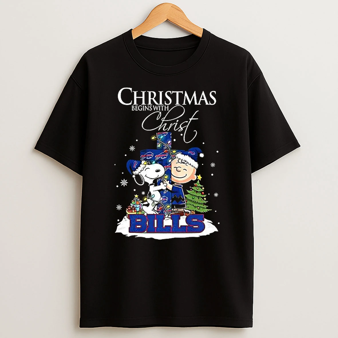 Snoopy And Charlie Brown X Buffalo Bills Christmas Begins With Christ Cross Shirts