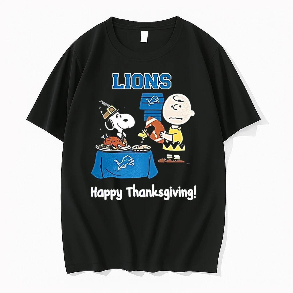 Snoopy And Charlie Brown X Detroit Lions Football Happy Thanksgiving Shirts