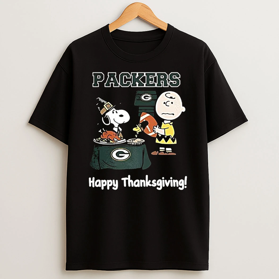 Snoopy And Charlie Brown X Green Bay Packers Football Happy Thanksgiving Shirts