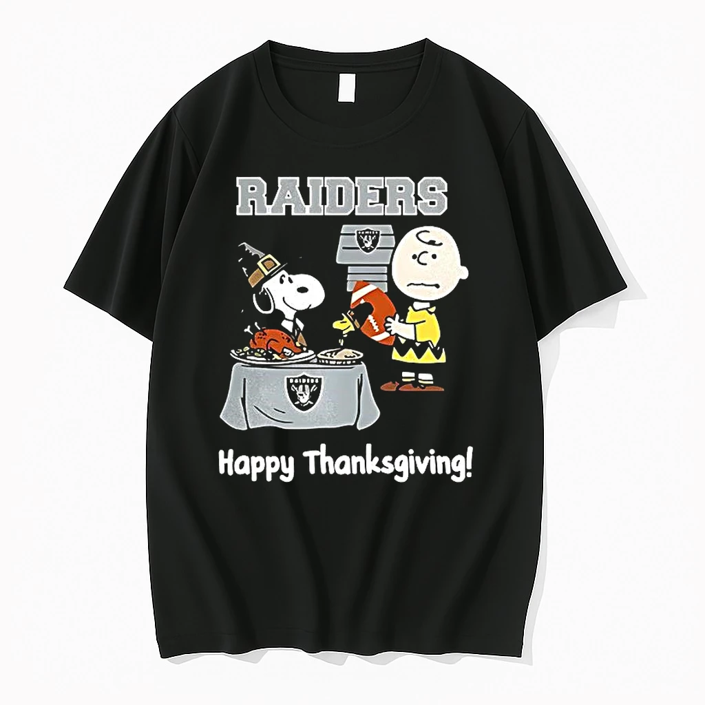 Snoopy And Charlie Brown X Las Vegas Raiders Football Happy Thanksgiving Shirts