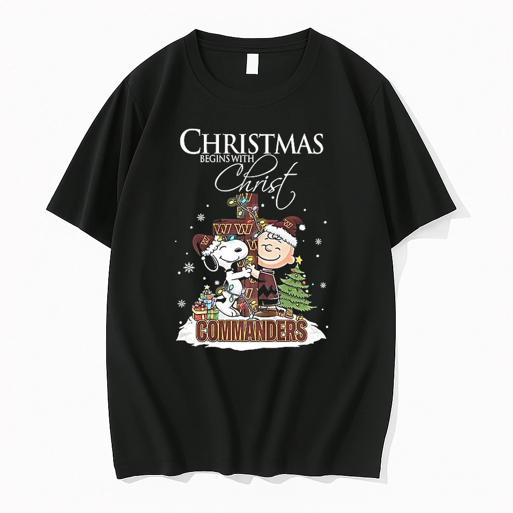 Snoopy And Charlie Brown X Washington Commanders Christmas Begins With Christ Cross Shirts
