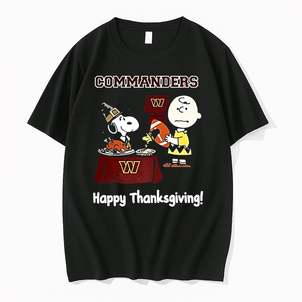 Snoopy And Charlie Brown X Washington Commanders Football Happy Thanksgiving Shirts