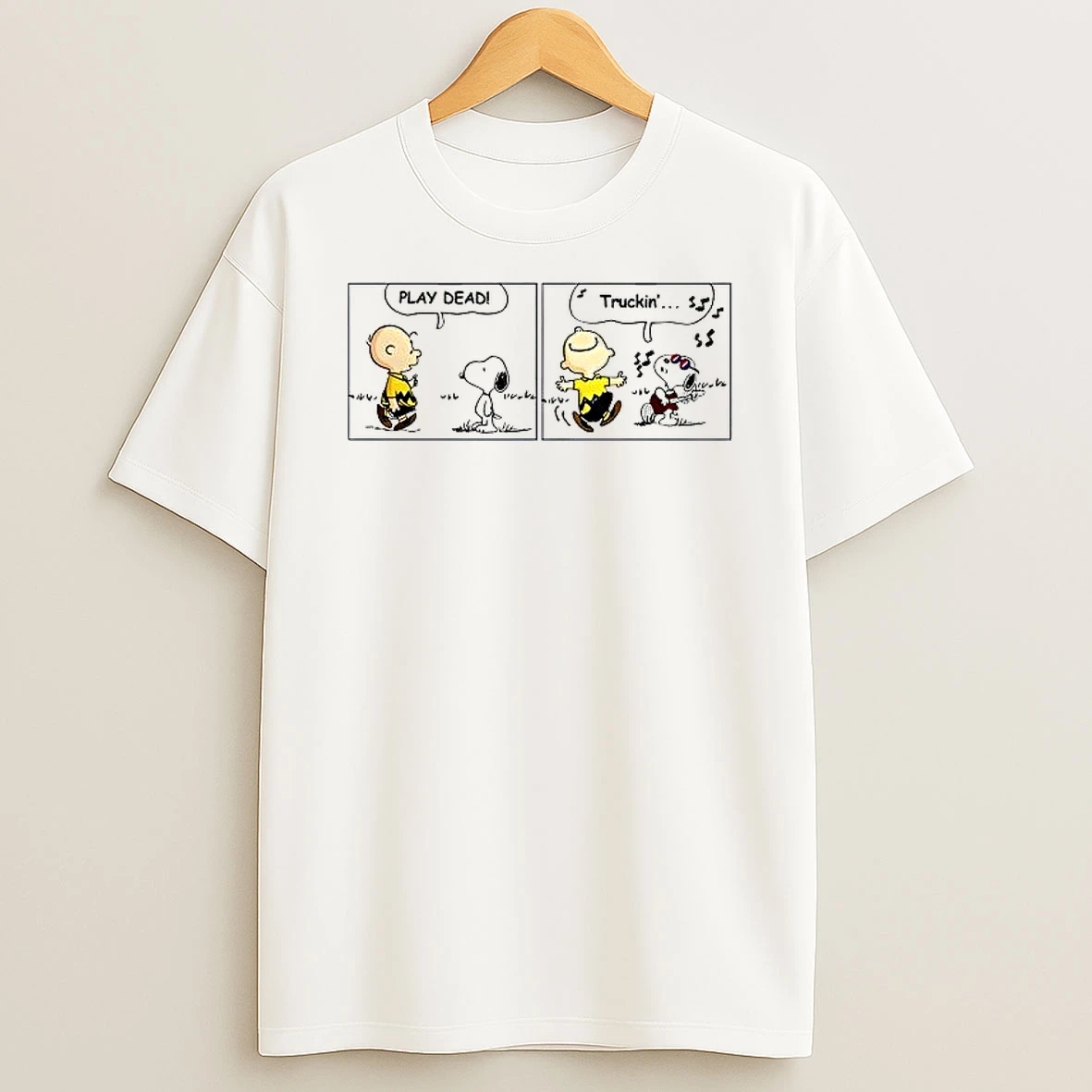 Snoopy And Charlie Brown Play Dead Truckin Shirts