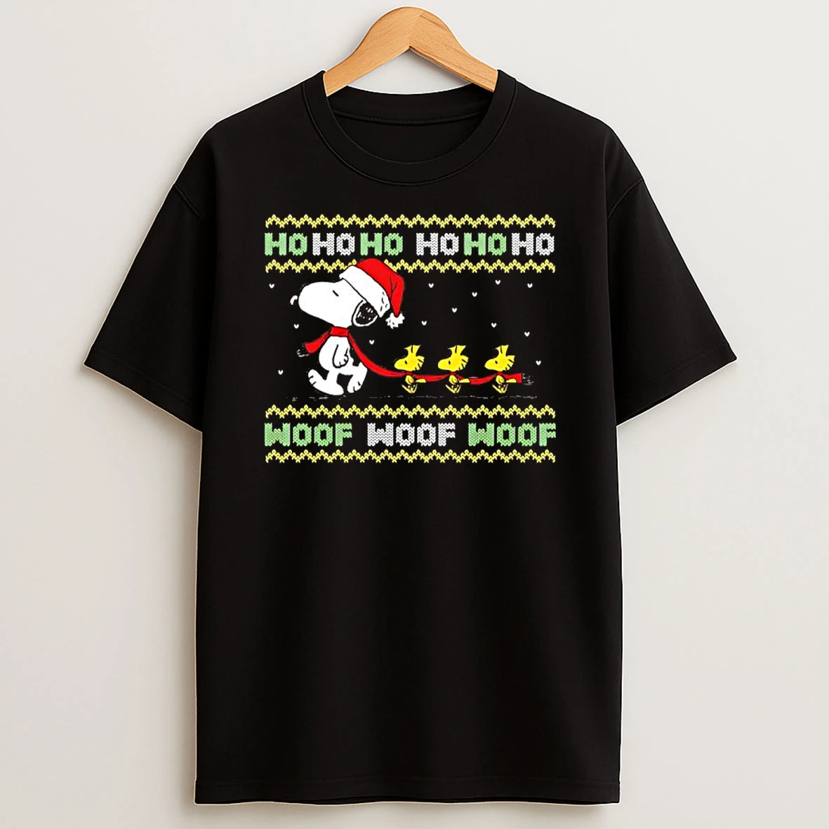Snoopy And Woodstock Christmas Ho Ho Ho Woof Woof Woof Shirts