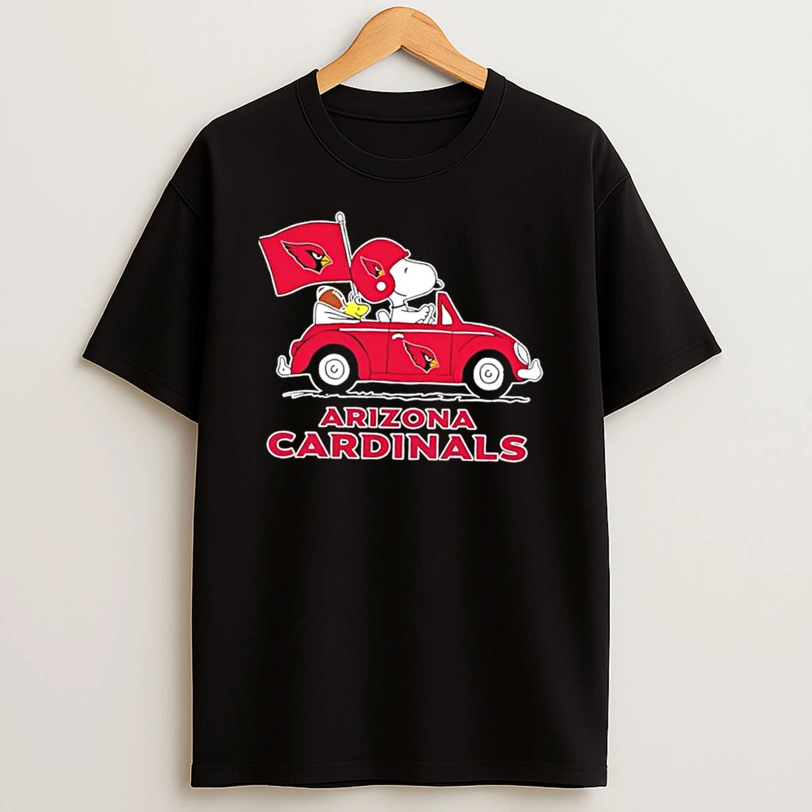 Snoopy And Woodstock Driving Car Arizona Cardinals Football Shirts