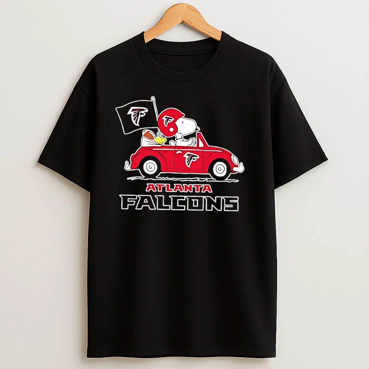 Snoopy And Woodstock Driving Car Atlanta Falcons Football T Shirts