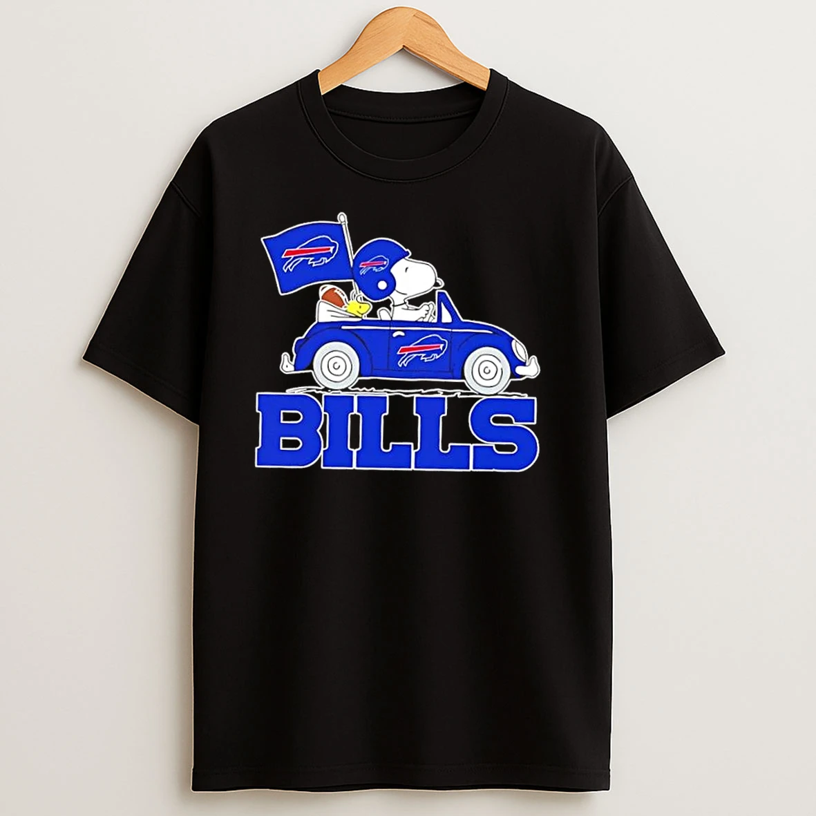 Snoopy And Woodstock Driving Car Buffalo Bills Football T Shirts