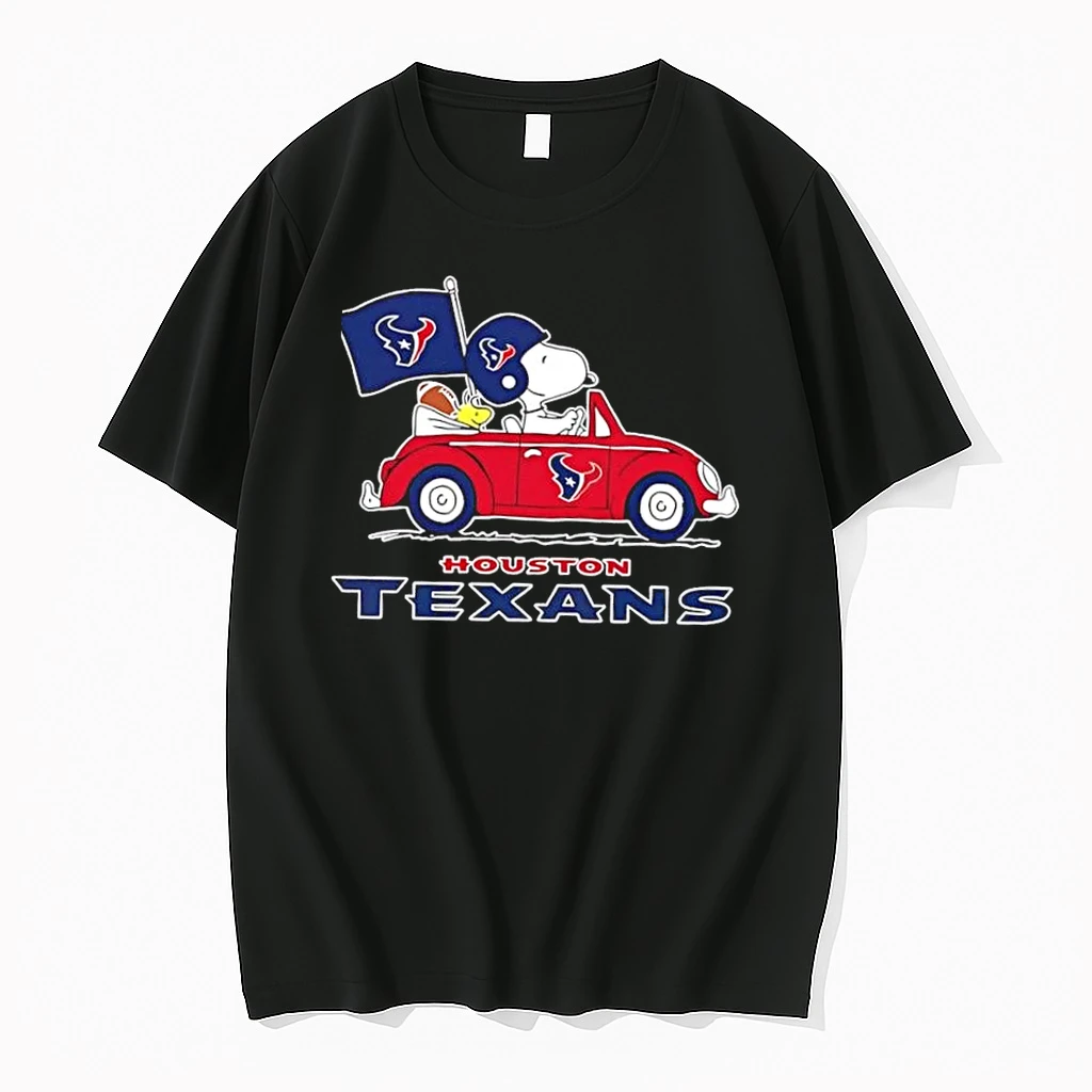 Snoopy And Woodstock Driving Car Houston Texans Football Shirts