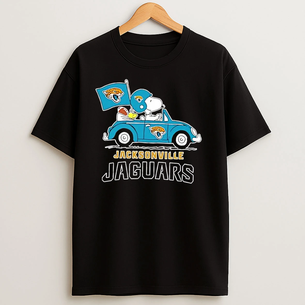 Snoopy And Woodstock Driving Car Jacksonville Jaguars Football T Shirts
