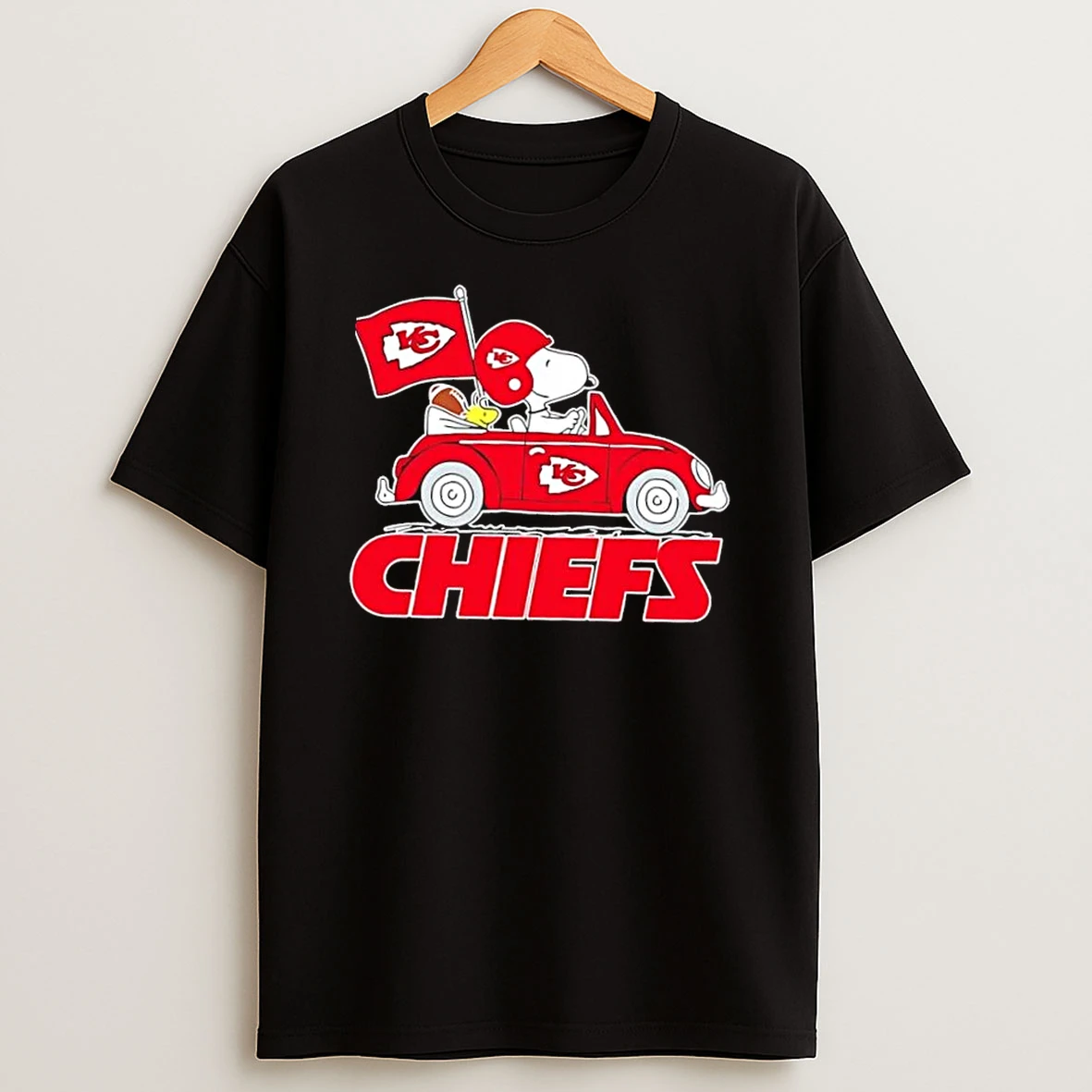 Snoopy And Woodstock Driving Car Kansas City Chiefs Football Shirts