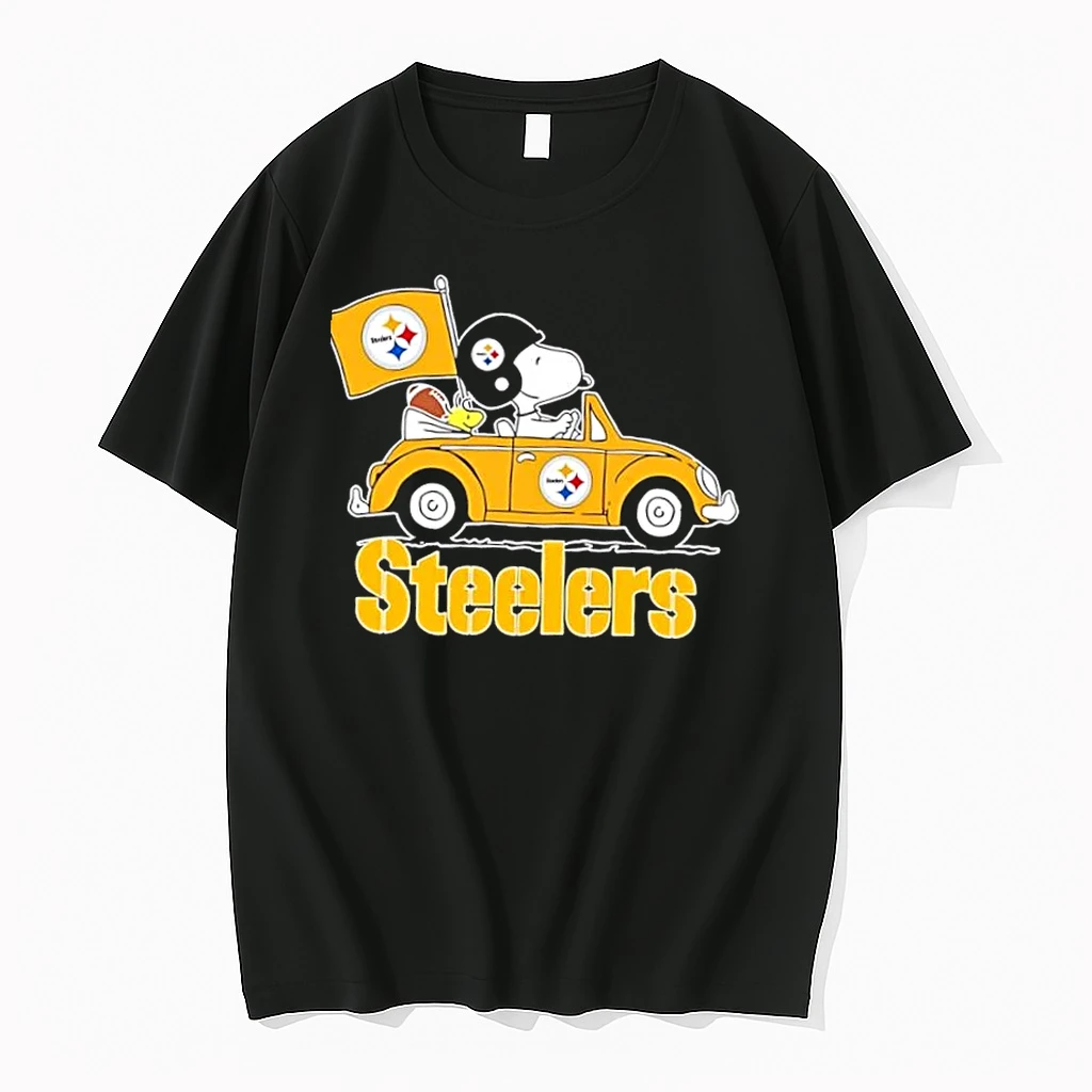 Snoopy And Woodstock Driving Car Pittsburgh Steelers Football Shirts