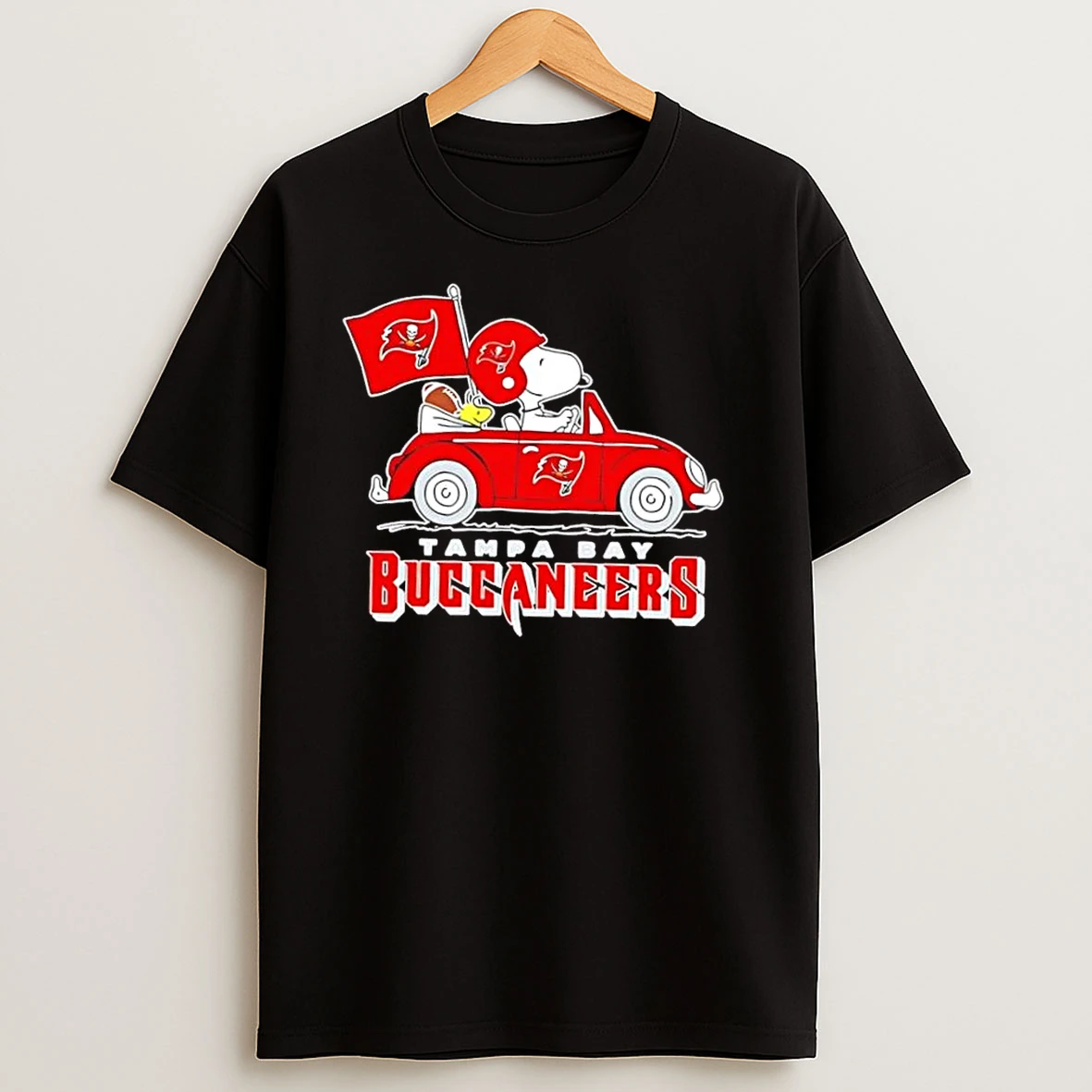 Snoopy And Woodstock Driving Car Tampa Bay Buccaneers Football T Shirts