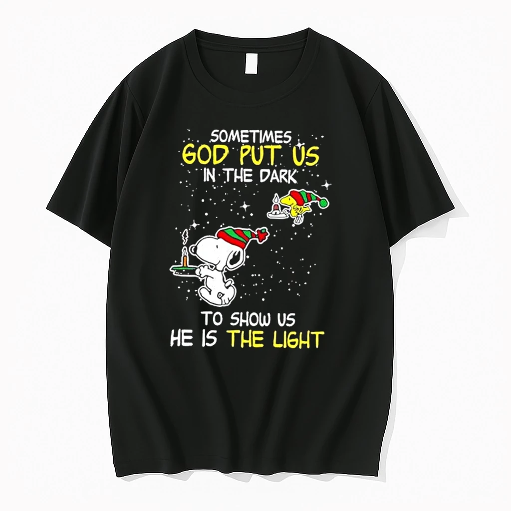Snoopy And Woodstock Sometimes God Put Us In The Dark To Show Us He Is The Light Shirts