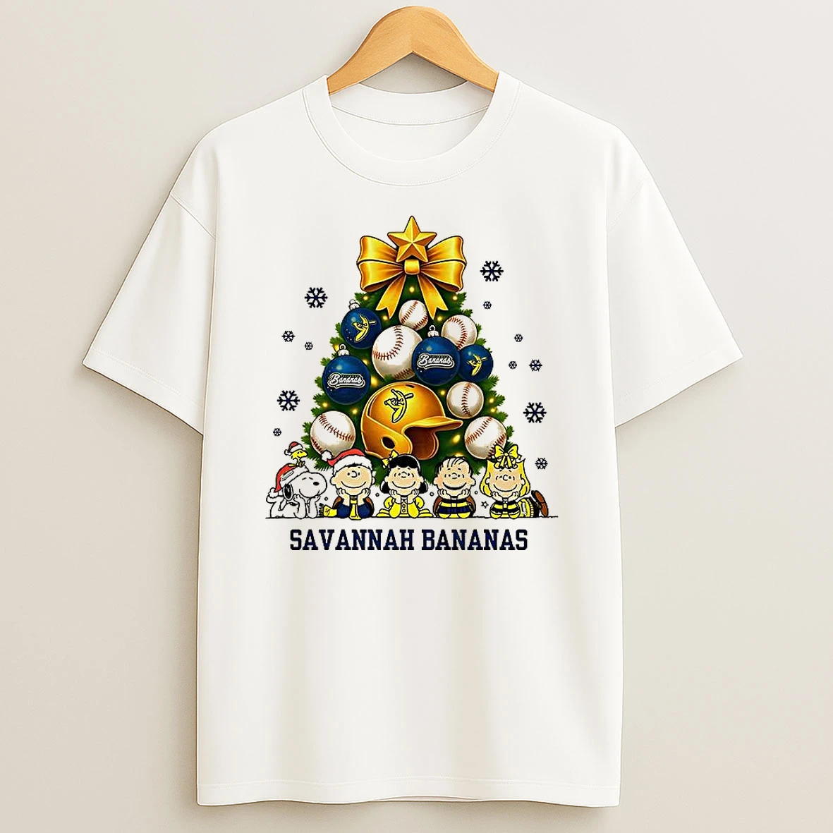 Snoopy And Friends X Savannah Bananas Baseball Christmas Shirts