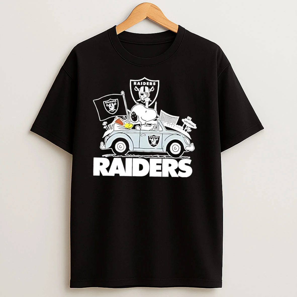 Snoopy Driving Car Las Vegas Raiders Football City Skyline T Shirts