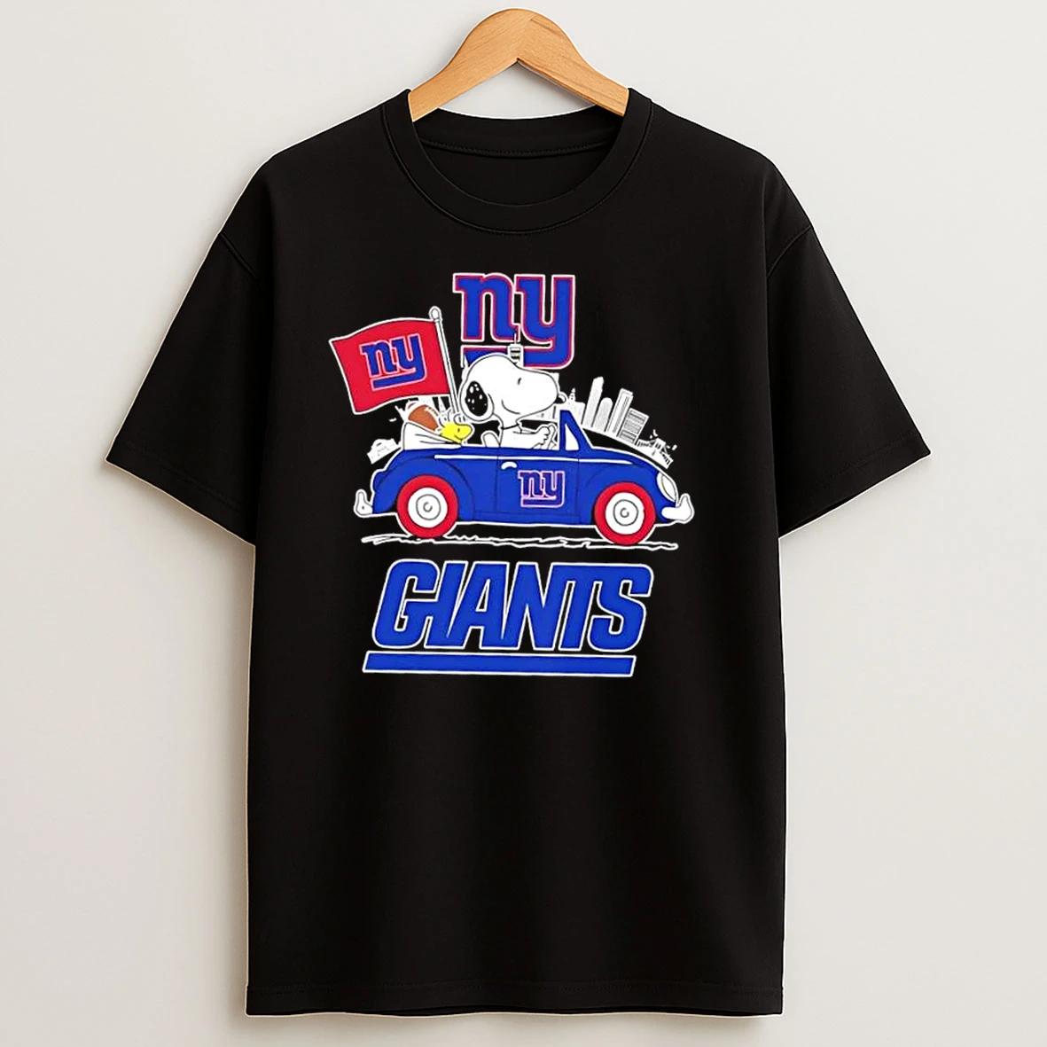 Snoopy Driving Car New York Giants Football City Skyline T Shirts