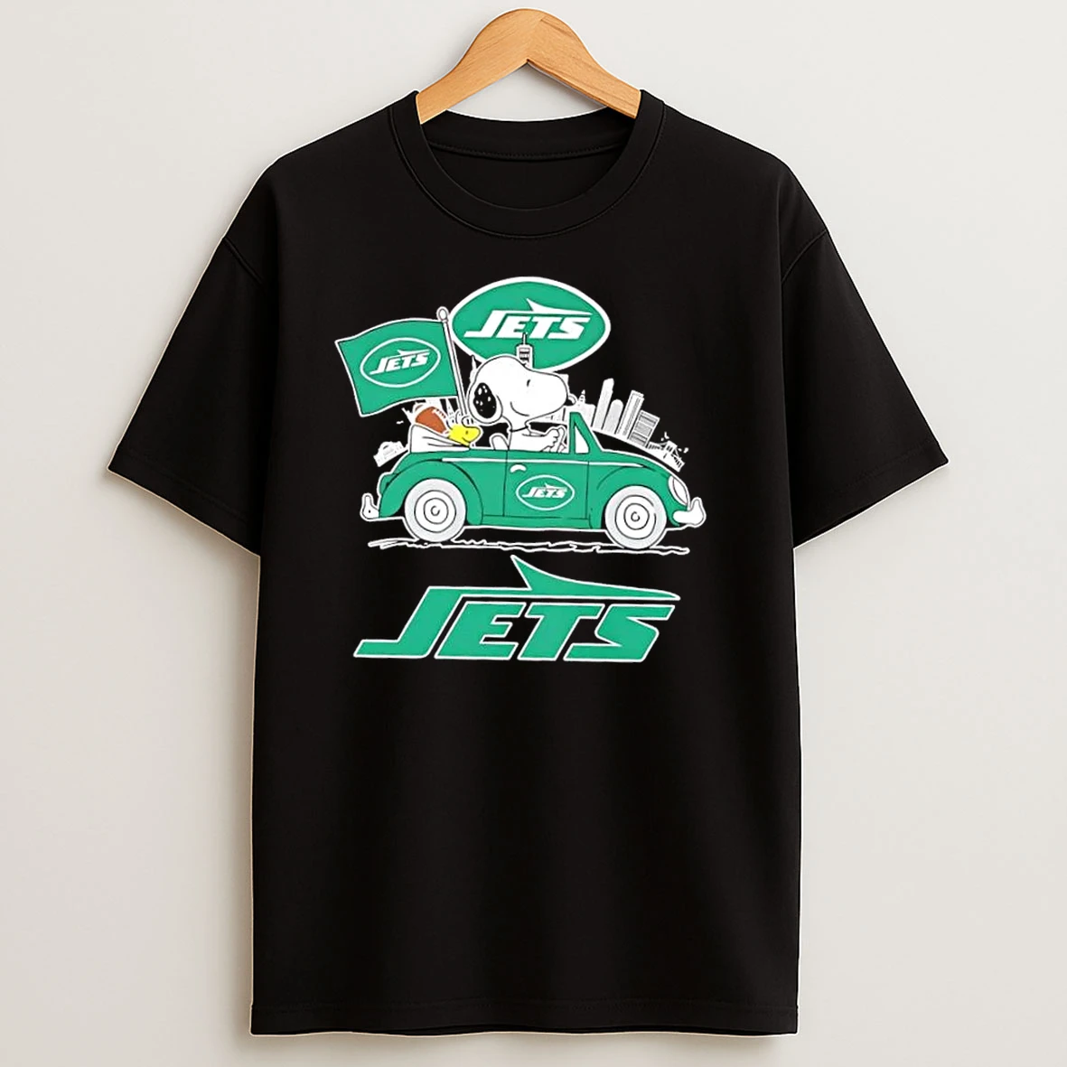Snoopy Driving Car New York Jets Football City Skyline T Shirts