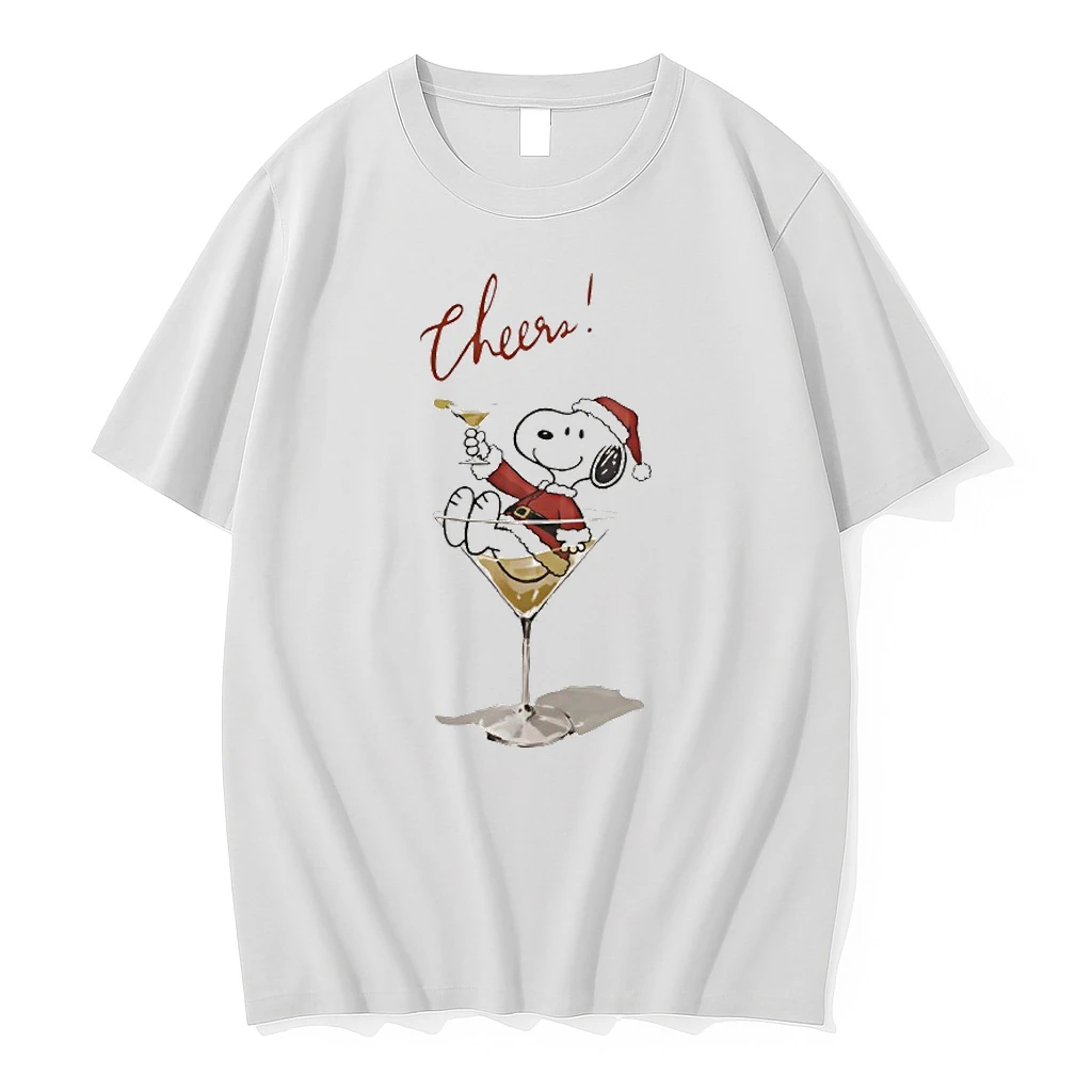 Snoopy In Santa Costume Sitting In A Cocktail Glass Shirts