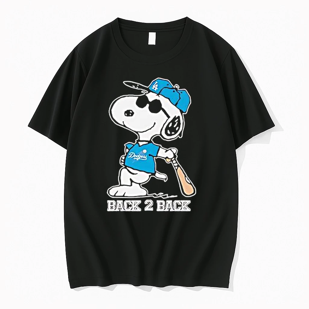 Snoopy Wearing Dodgers Back 2 Back Pose Shirts