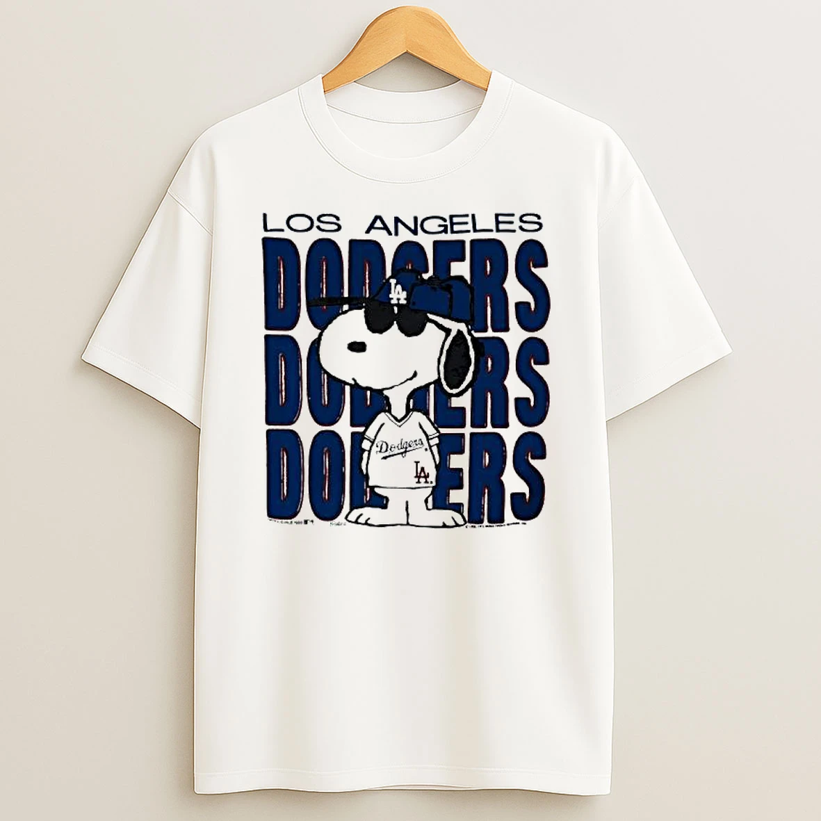 Snoopy Wearing Los Angeles Dodgers Jersey Vintage Shirts
