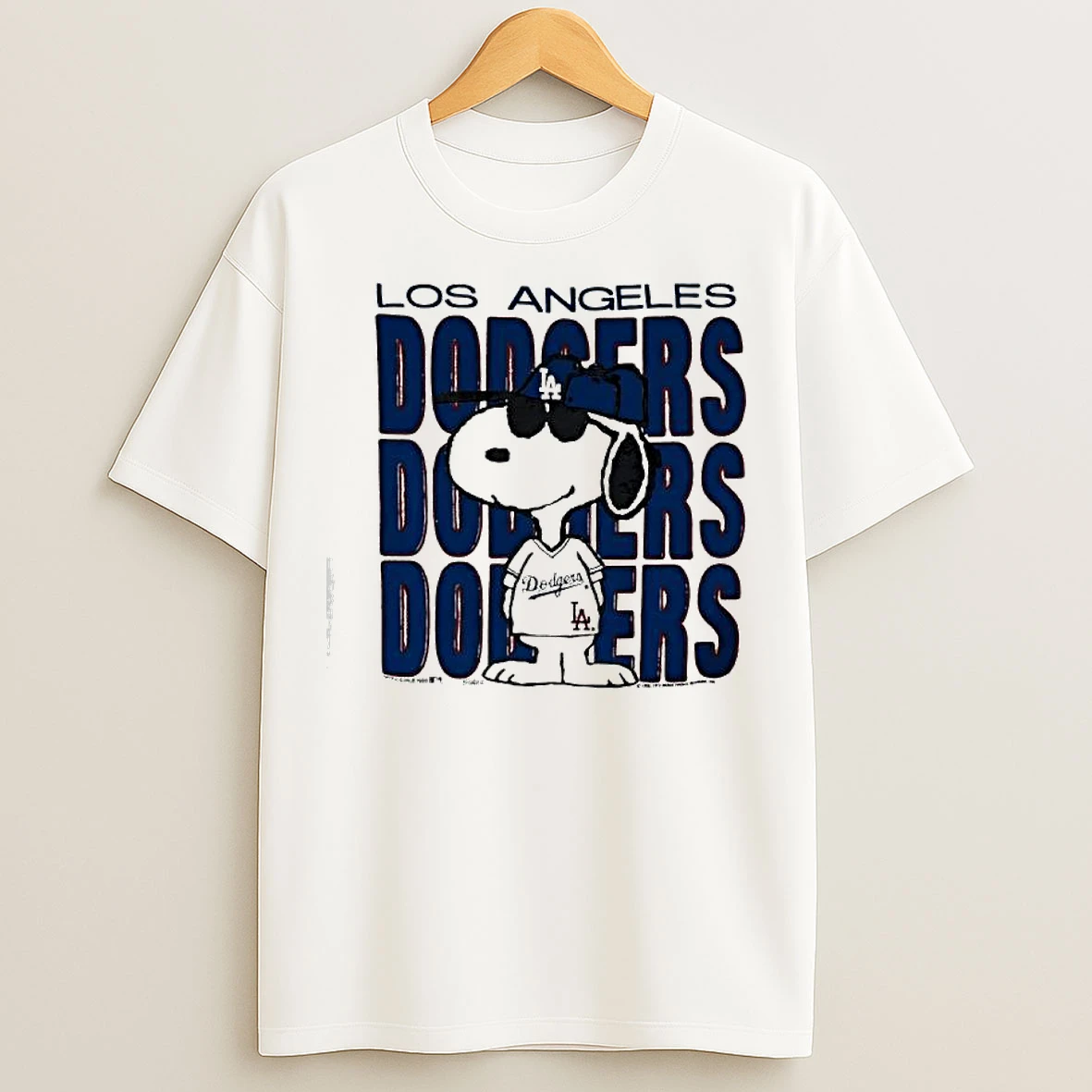 Snoopy Wearing Los Angeles Dodgers Jersey Vintage T Shirts