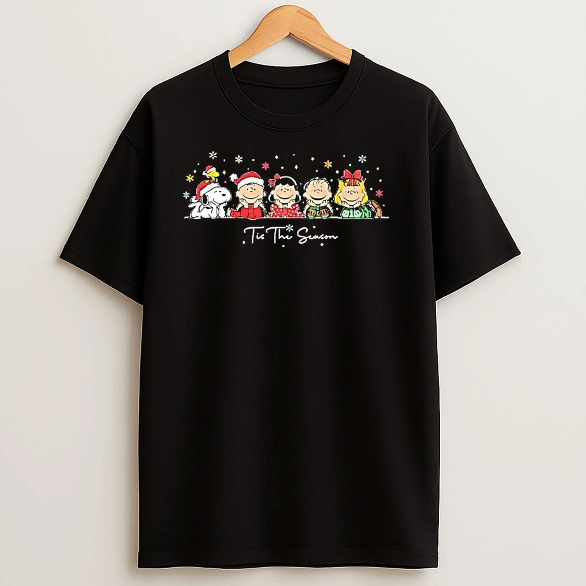 Snoopy With Frirnds Peanuts Tis The Season Merry Christmas T Shirts