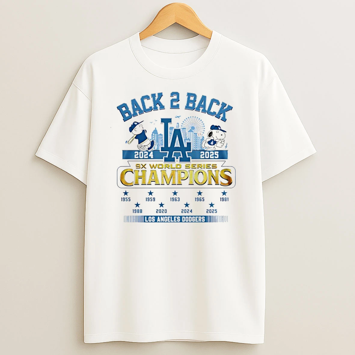 Snoopy X Los Angeles Dodgers 9x World Series Champions 2025 Back To Back T Shirts
