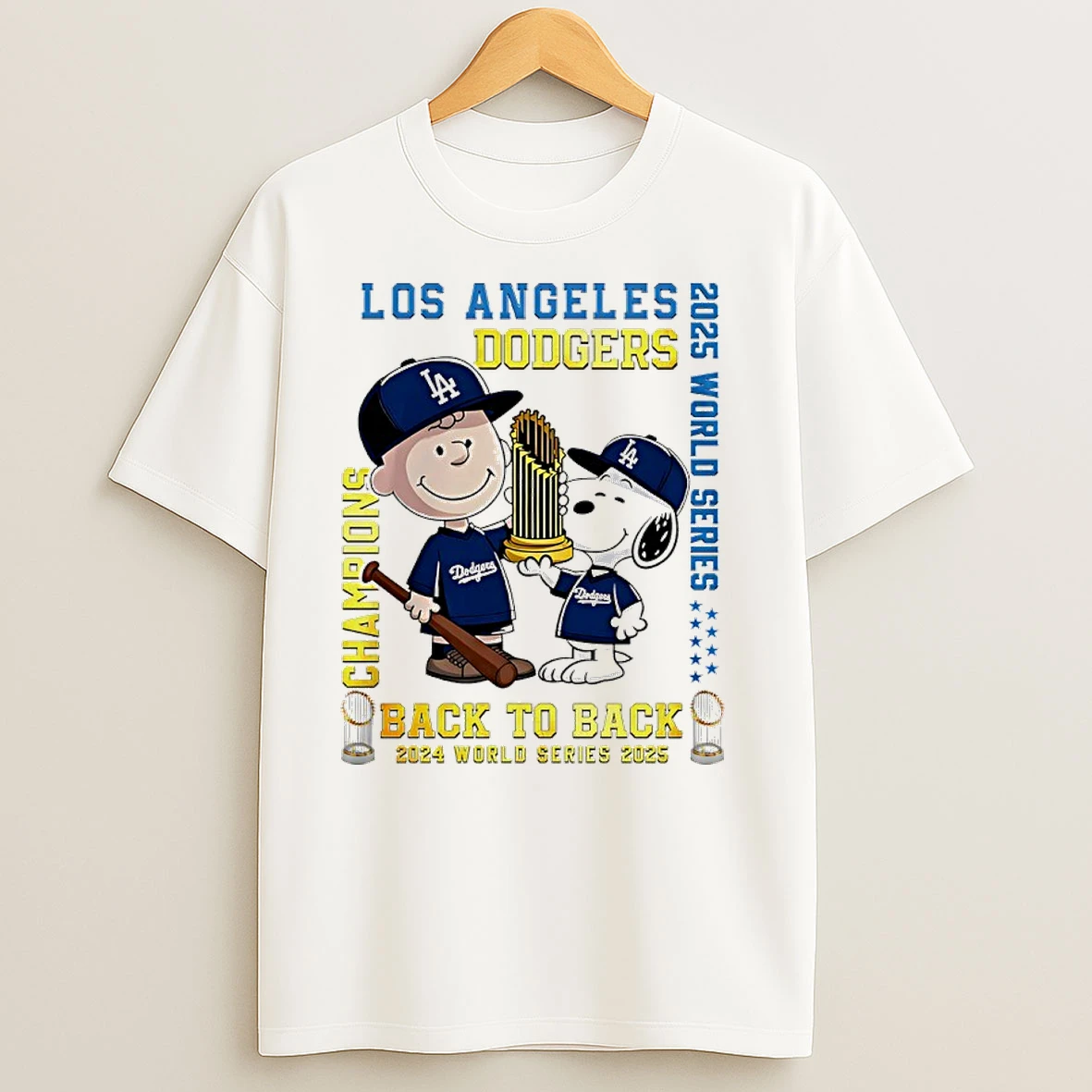 Snoopy X Los Angeles Dodgers World Series Champions 2024 Back To Back 2025 T Shirts