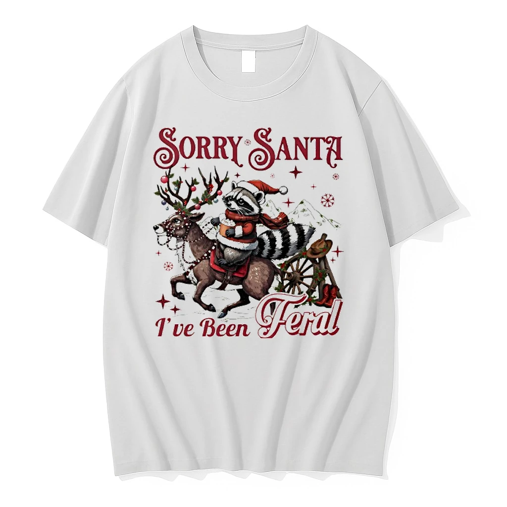 Sorry Santa Ive Been Feral Funny Christmas Raccoon Shirts