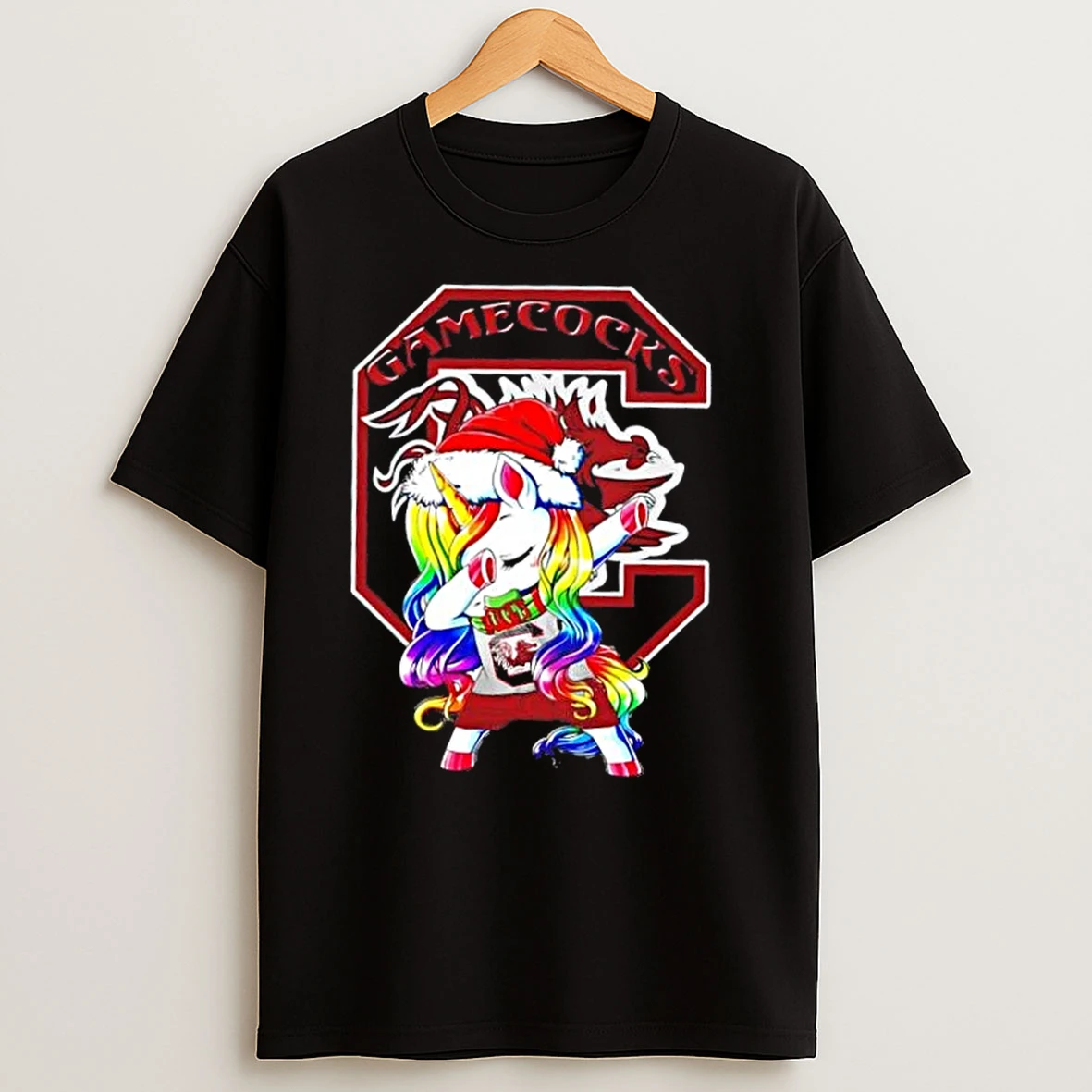 South Carolina Gamecocks Football X Unicorn Santa Hat Dabbing Merry Christmas T Shirts