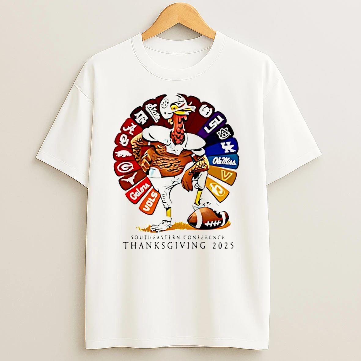 Southeastern Conference Thanksgiving 2025 Turkey Sport Teams T Shirts