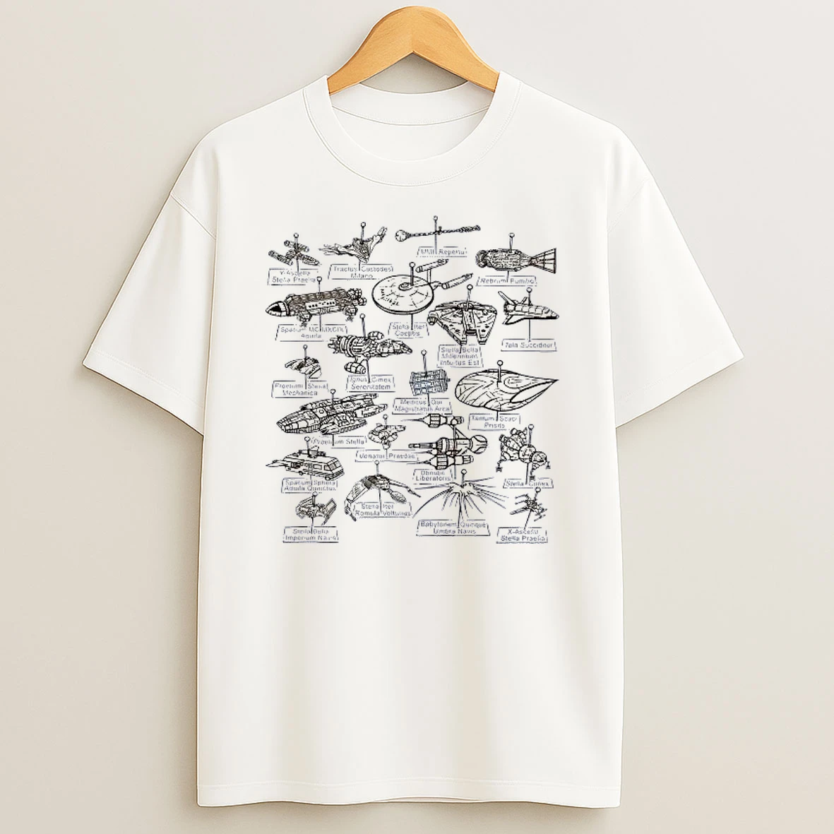 Spacecraft Stuck To A Board With Pins Like An Insect Collection Shirts