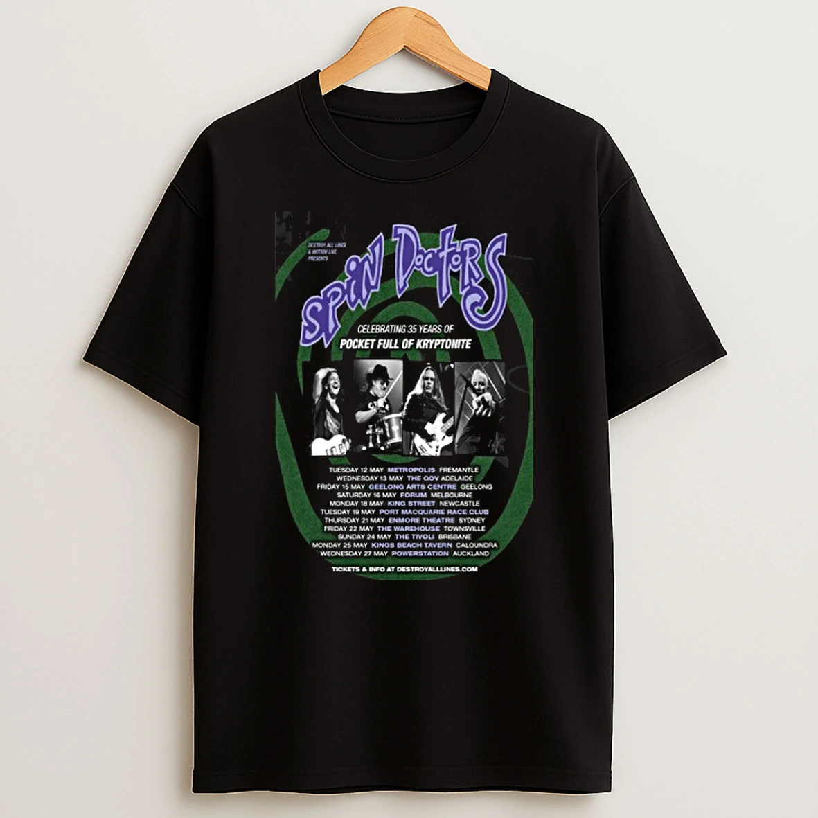 Spin Doctors Australia And New Zealand 2025 Tour Shirts