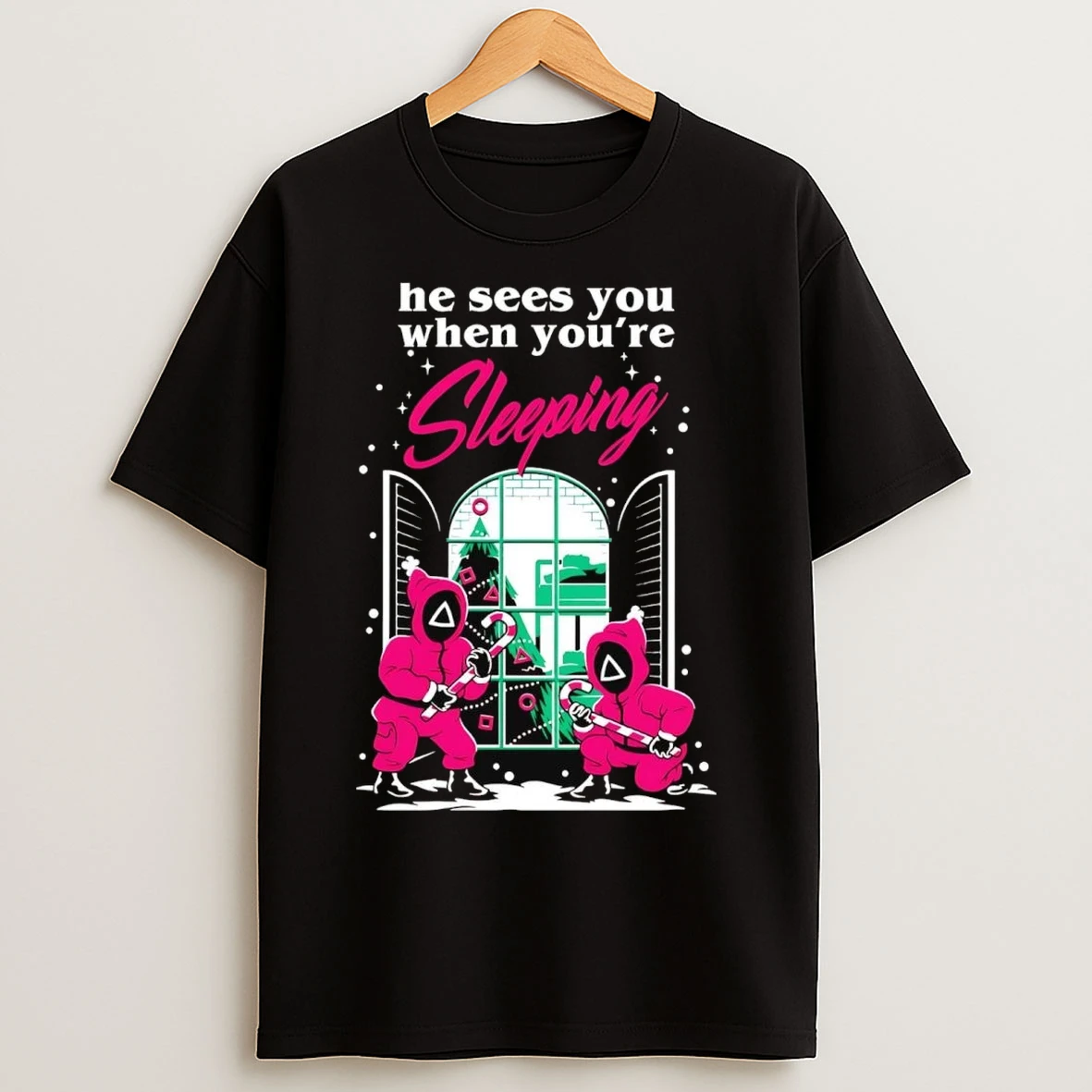 Squid Games He Sees You When Youre Sleeping Christmas T Shirts