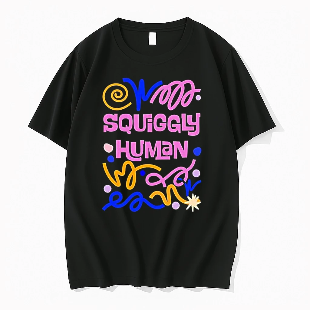 Squiggly Human Design Black Shirts