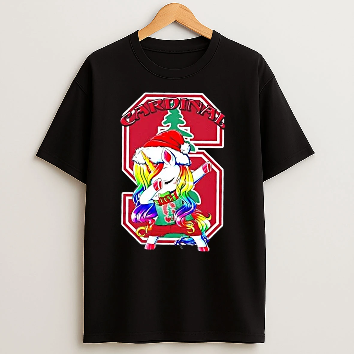 Stanford Cardinal Football X Unicorn Santa Hat Dabbing Merry Christmas T Shirts