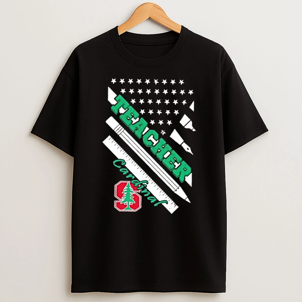 Stanford Cardinal X Teacher American Flag Shirts
