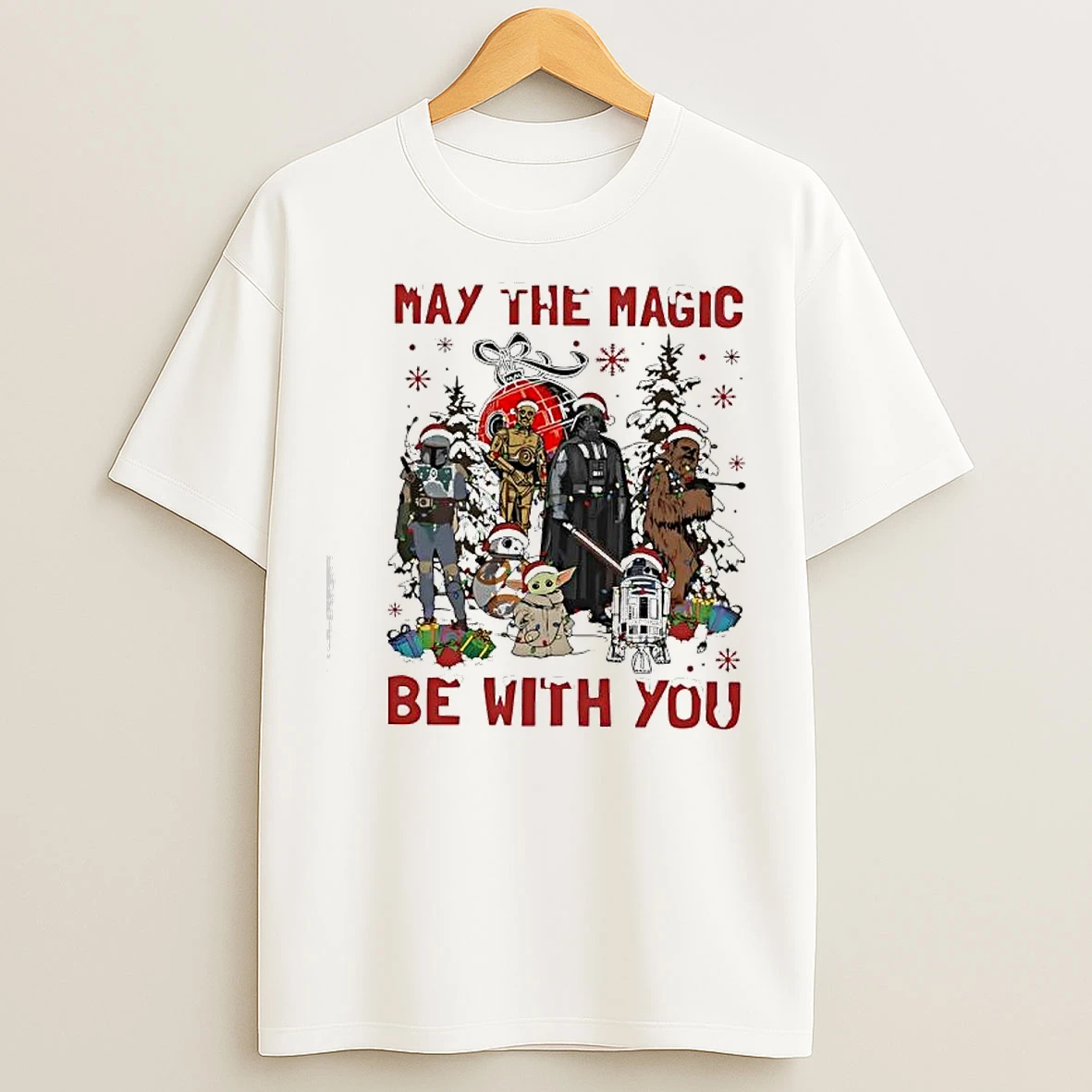 Star Wars Merry Christmas May The Magic Be With You Xmas Trip Graphic T Shirts
