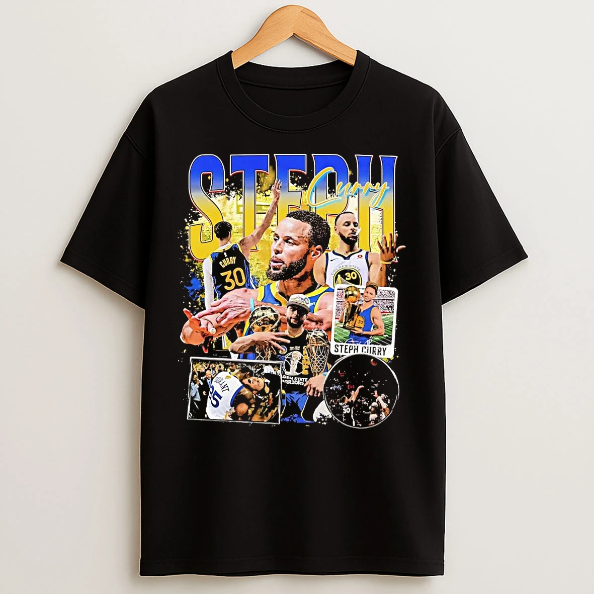 Steph Curry Trophy Collage Golden State Warriors T Shirts