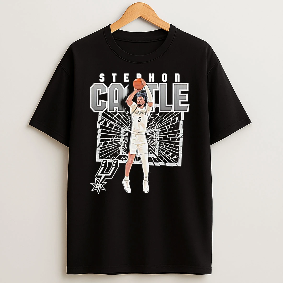 Stephon Castle San Antonio Spurs Basketball Player Shattered Shirts